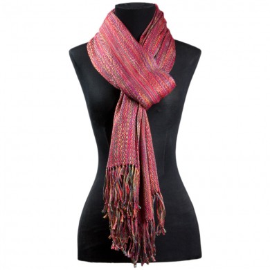 RED SILK AND LINEN SCARF